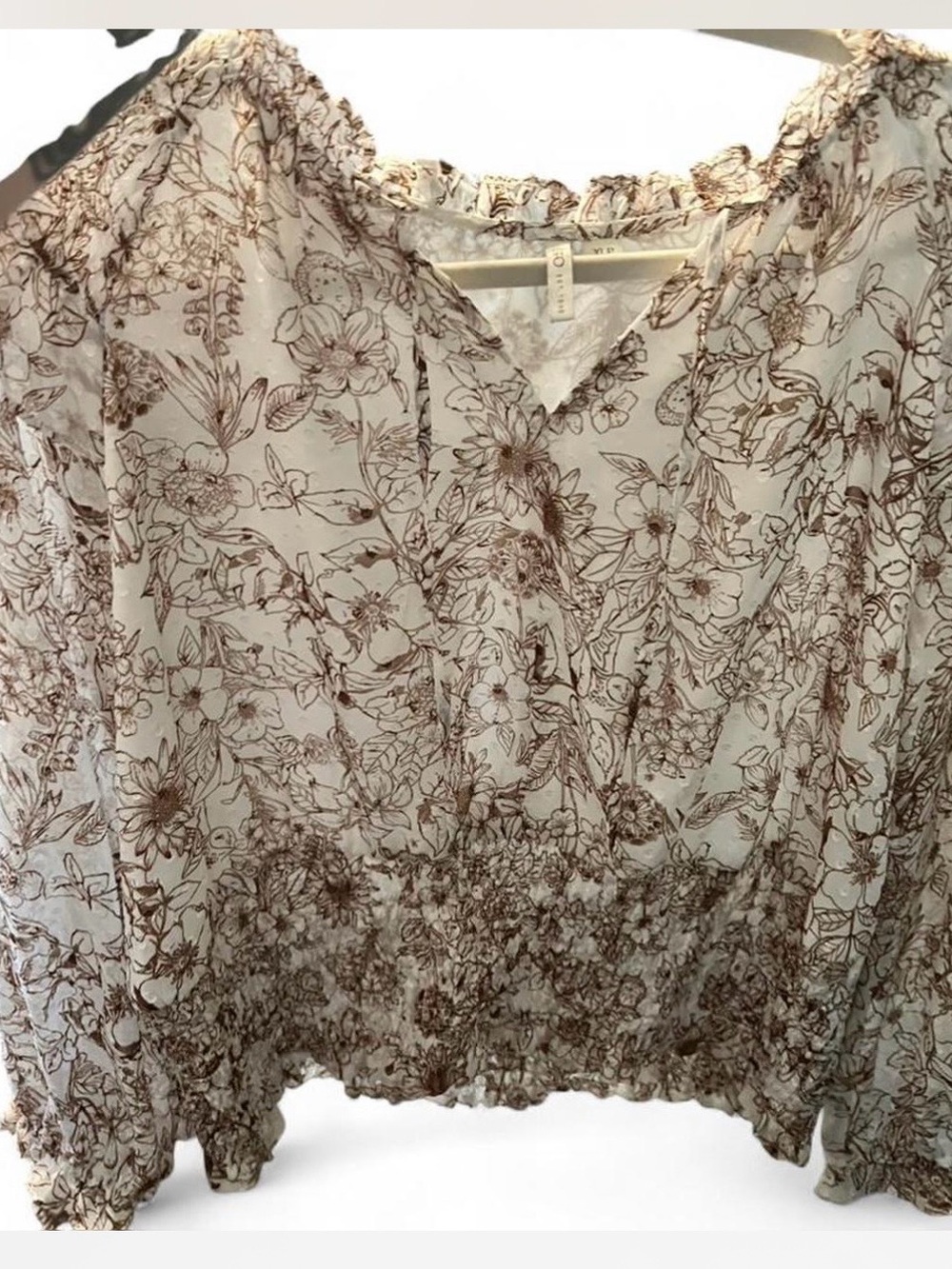 Cato Cream Blouse with Brown Floral Print